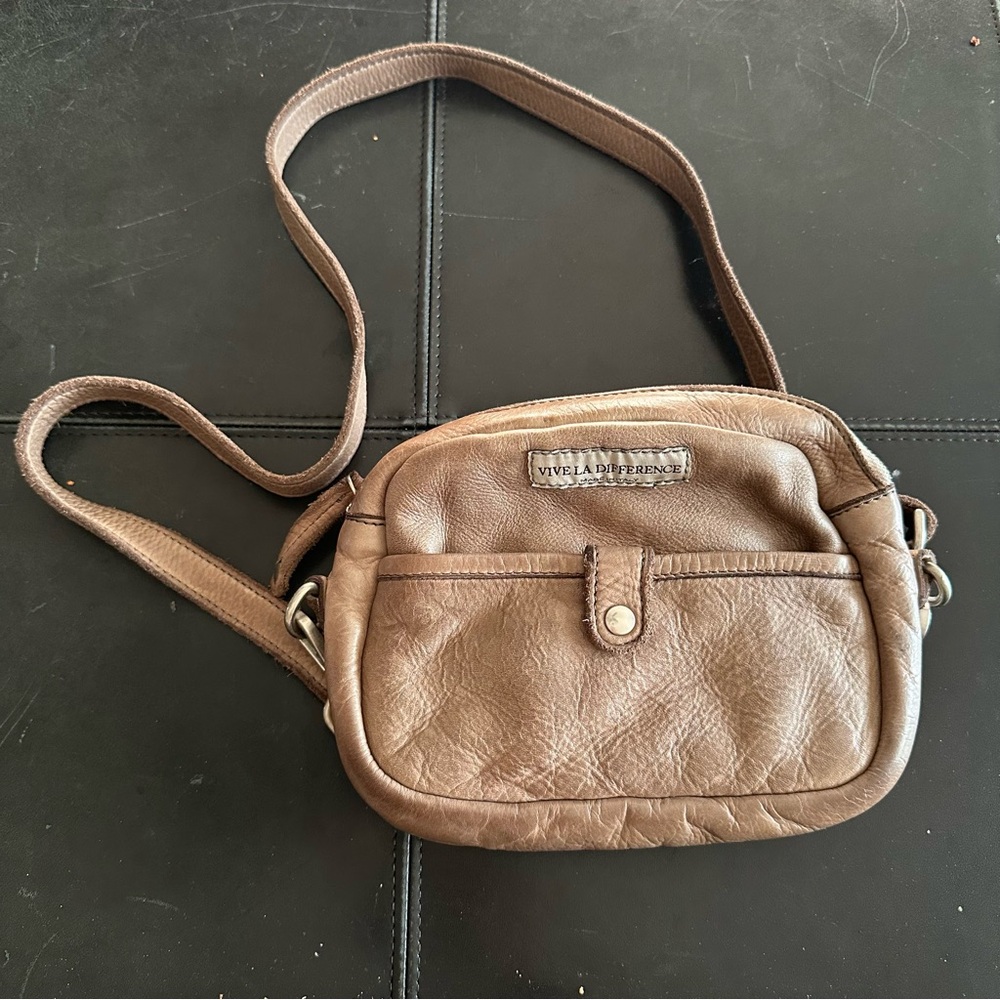 NWT Vive La Difference Washed Leather Crossbody Bag
